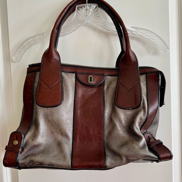 Fossil Brown and Silver Satchel - Picture 1 of 9